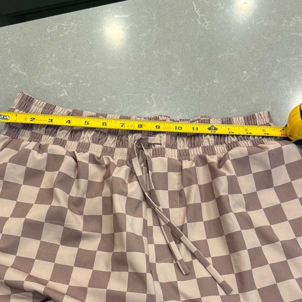 Wide Leg Checkerboard Pants in Mauve & Cream - Picture 5 of 7
